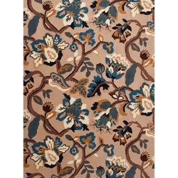 presto Beige Floral Wool 5 ft x 7 ft Hand Tufted Carpet image 2