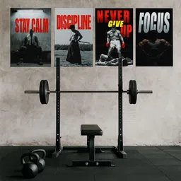 Motivational Gym Wall Poster Set of 4 (8x12 inch, Unframed) | Stay Calm, Focus, Discipline, Never Give Up | Fitness Inspiration Wall Art for Home, Gym & Office Photographic Paper-image-38