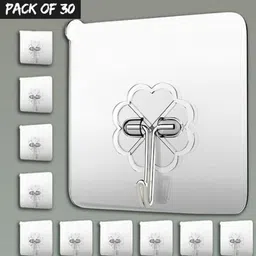 Pack of 30 · Clear Self-Adhesive Mount Wall Hooks Hook 30-image-14