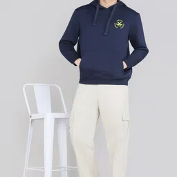 wrogn Men Full Sleeve Solid Hooded Sweatshirt image 2