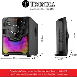 TRONICA BT-333 Bluetooth Home Theater with Powerful Sound, Bass System, Excellent Clear FM Radio, Remote Control, Aux-in Port, USB/SD/Smart TV Support 35 W Mini Hi-Fi System image 5