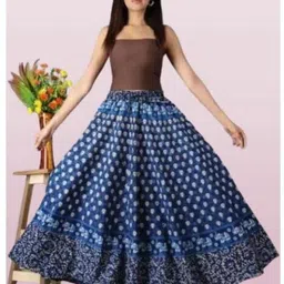 tankaviss Women Printed Regular Blue Skirt image 1