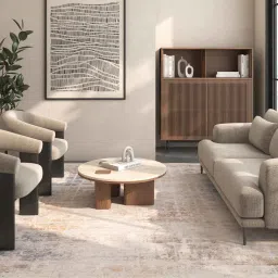 asterlane Yellow Abstract Polyester 4 ft X 6 ft Machine Made Carpet image 1