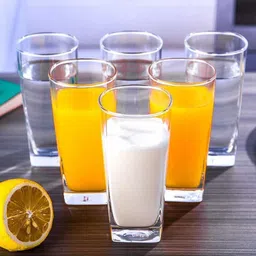 (Pack of 6) Crystal Clear Glass for Juice, Water, Milk, Mocktail, Cocktail, Beer, Wine, Whiskey, Soda - Set of 6 - 400 ML . Glass Set Water/Juice Glass-image-1