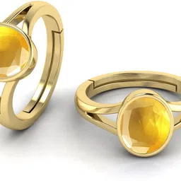 todani jems 11.25 Ratti Untreatet A+ Quality Natural Yellow Sapphire Pukhraj Gemstone Brass Sapphire Ring Set-picture-28