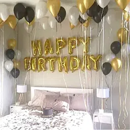 mosclue Solid Hd/Metalic 200 Ballon Black,gold,White For Kids/Adult/ Party/Birthday Decoration Balloon image 2