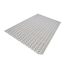 Red and white Petrograd Geometric Wool 5ft x 8ft Hand Woven Carpet By MRIC image 5