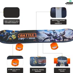 jaspo Turbo 26"x 6.25" Inches Fiber Beginner Skateboard for 8 yrs & Above (Battleground) 6.6 inch x 27.6 inch Skateboard image 3