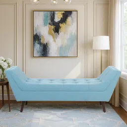 casacraft from pepperfry Orion Chenille Fabric Chaise Lounger In Ice Blue Color image 1