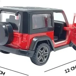 diusfy Thar Jeep Toy Car for Kids – Pull Back Action with Opening Doors – Red & Black image 4