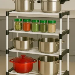 sharma ji store Containers Kitchen Rack Multipurpose 4-Tier PVC Plastic Kitchen Rack Durable Storage Shelf for Home Use Plastic-picture-13