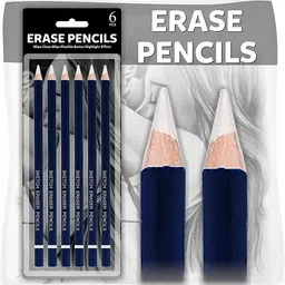 deziine Pencil Eraser for Artists Set of 6 Non-Toxic Eraser (Set of 6, White, Blue) Pencil-picture-37