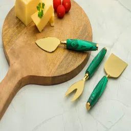august collectives Green Stainless Steel Tropical paradise 3 Pcs Serving Cutlery Set image 2