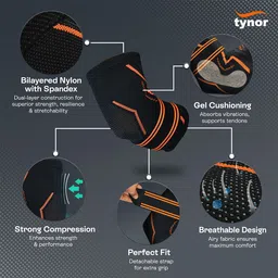 tynor Elbow Support Air Pro, Black & Orange, Small, 1 Unit Elbow Support image 3