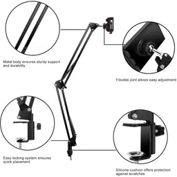 ADZOY Premium Universal long Arm Robotic Lazy Overhead Tripod Camera Stand 360 Degree Rotatable for Tablet/Mobile/Cell Phone with Tripod Bracket, Tripod Clamp, Tripod Ball Head Mobile Holder image 2