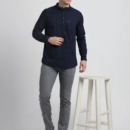 turtle Men Skinny Fit Grey Cotton Blend Trousers image 5