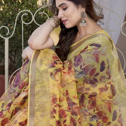 mirchi fashion Printed, Floral Print Kota Doria Polyester Saree-picture-14
