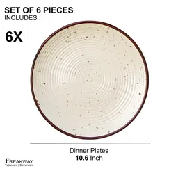 Freakway Handmade & Handcrafted Ceramic Stoneware Cream White Plate(10.6 inch Diameter) Set of 6 | Scratch Resistant |Microwave and Dishwasher Safe | Set of 6 | image 2