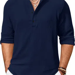 madhavista Men Solid Cotton Blend Straight Kurta image 1