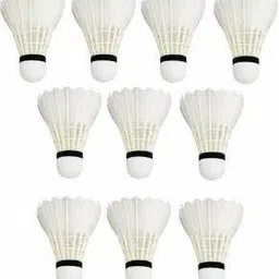 afu Badminton Shuttlecock Pack of 10 Feather Shuttle Cock (White R-10) Feather Shuttle - White image 3