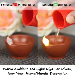 slyka Traditional LED Diya For Temple, Office, Diwali decoration Plastic (Pack of 18) Table Diya Set image 4