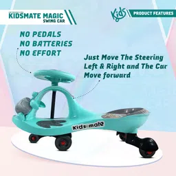 kidsmate Magic Swing Car for Kids with Music & LED Lights |Ride-on Baby Car | Kids Push Car| Swing Car| Elegant Design with Extra Wide seat| for Kids 2 Years & Above Tricycle image 4