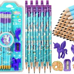 funblast Unicorn Theme Pencils Set - 10 Pcs Pencils with Stationery Items, Kids Gift Pencil-picture-25