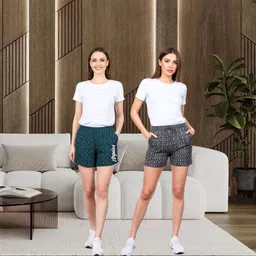 tthe dreams Pack of 2 Printed Women Dark Blue, Grey Regular Shorts-picture-39