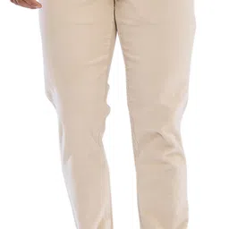 spykar Men Regular Fit Beige Cotton Blend Trousers image 1
