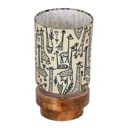 homesake Modern Zen Wooden Lampshade Nightstand Lamp with Antique Base, Concentric Design, Savanna Shade image 4