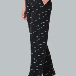 van heusen Allover Print And Functional Pocket Women Printed Black Track Pants image 3