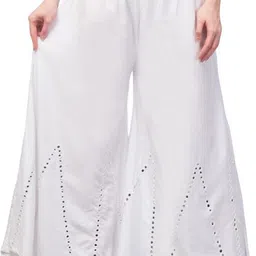 omaya Women Relaxed White Viscose Rayon Trousers-picture-28