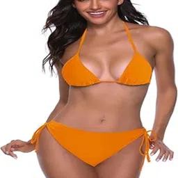 ndex SWIMWEAR Solid Women Bikini Orange Swimsuit image 1