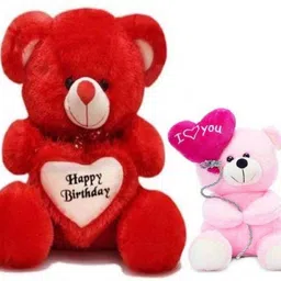 nihan enterprises Cute Red Teddy Bear with Happy birthday Heart & 24Cm Cute Pink I Love You Balloon Teddy Bear - 45 cm (Red) - 45 cm-picture-27