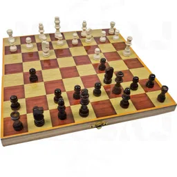meesaj Classic Wooden Chess & Checkers Game – Foldable Travel Board for Home & School Strategy & War Board Game image 5