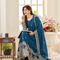 skyliner Embroidered Georgette Stitched Anarkali Gown image 5