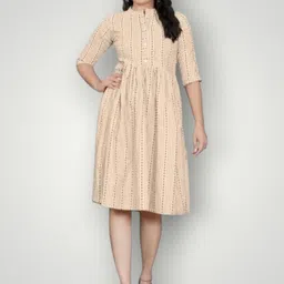 rangrasiyt Women A-line Beige Knee Length Dress-picture-27