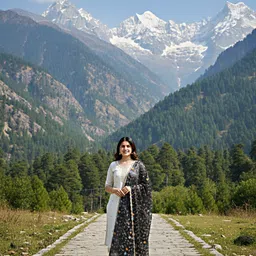 kdfashii Chiffon Embroidered Black Women Dupatta image 3