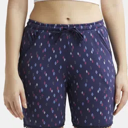 Printed Women Dark Blue Regular Shorts-image-68