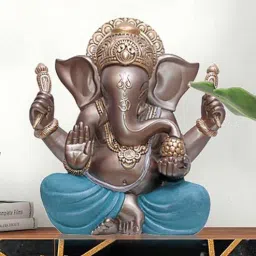 royaloak Big Ganesha Polyresin Gray & Teal Water Resistant-picture-12