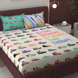 bromwick Multicolor 250 TC Microfiber King Sized Double Bedsheet with 2 Pillow Covers-picture-27