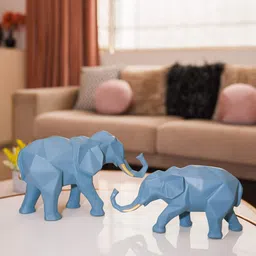 viivaz Grey Polyresin Geometric Elephant Set of 5 image 1
