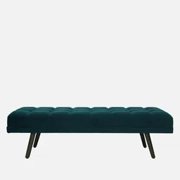 casacraft from pepperfry Olympia Velvet Bench in Teal Blue Colour image 4