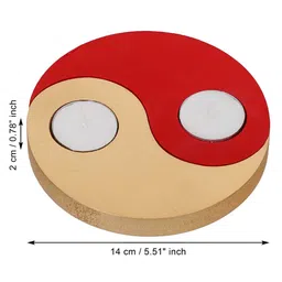 ecraftindia Red and Golden Wooden Tealight Candle Holder (2 Pcs) image 2