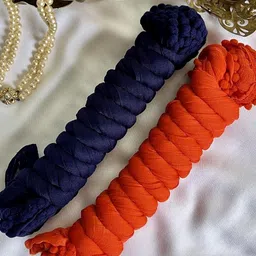 velora Pure Cotton Solid Orange, Dark Blue Women Dupatta-picture-31