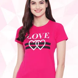 fabflee Women Typography Round Neck Pure Cotton Pink T-Shirt-picture-30