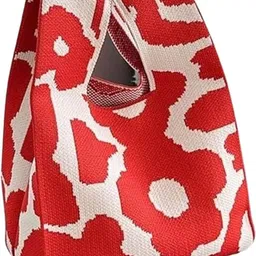 Red Women Tote Women’s Wrist Knot Crochet Tote Bag – Small Knitted Handbag (Red)-image-16