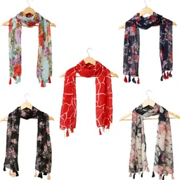 riddle needle Printed Chiffon Women Multicolor Scarf, Stole, Fancy Scarf-picture-29