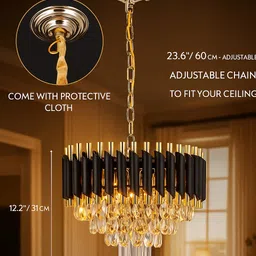 v & b enterprises BINDUGLOW Crystal Jhumar 400mm Chandelier Ceiling Lamp Chandelier Ceiling Lamp image 5