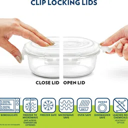 borosil Zest Borosilicate Glass Lunchbox, 3pc Square Set (400ml Each), Office Tiffin Box 3 Containers Lunch Box image 5